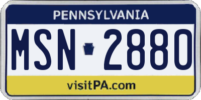 PA license plate MSN2880