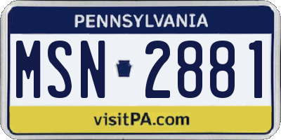 PA license plate MSN2881