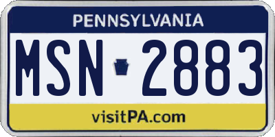 PA license plate MSN2883