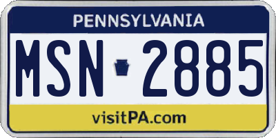 PA license plate MSN2885