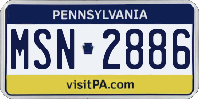 PA license plate MSN2886
