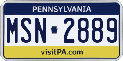 PA license plate MSN2889