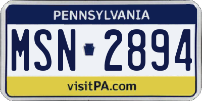 PA license plate MSN2894