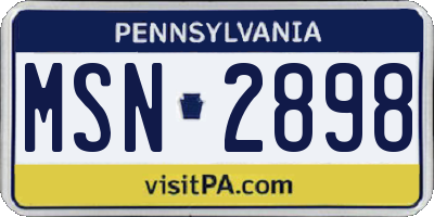PA license plate MSN2898
