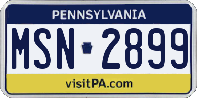 PA license plate MSN2899