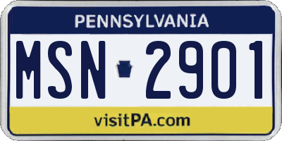 PA license plate MSN2901