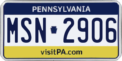 PA license plate MSN2906