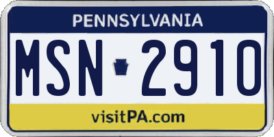 PA license plate MSN2910