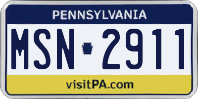 PA license plate MSN2911