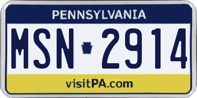 PA license plate MSN2914