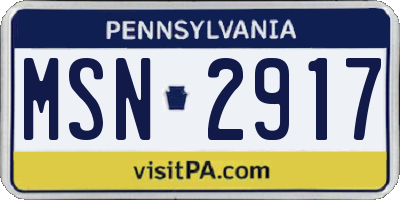PA license plate MSN2917