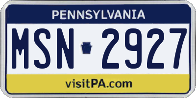 PA license plate MSN2927