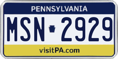 PA license plate MSN2929