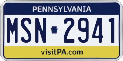 PA license plate MSN2941