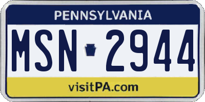PA license plate MSN2944