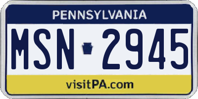 PA license plate MSN2945