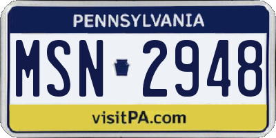 PA license plate MSN2948