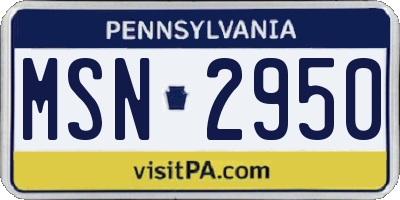 PA license plate MSN2950