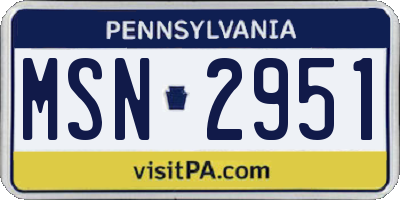 PA license plate MSN2951