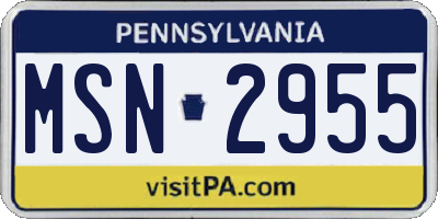 PA license plate MSN2955