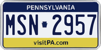 PA license plate MSN2957