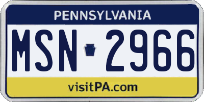 PA license plate MSN2966