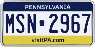 PA license plate MSN2967
