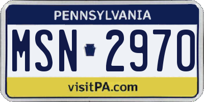 PA license plate MSN2970