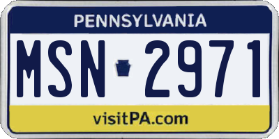 PA license plate MSN2971