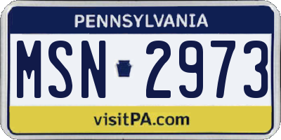 PA license plate MSN2973