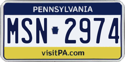 PA license plate MSN2974
