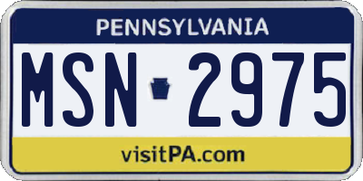 PA license plate MSN2975