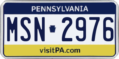 PA license plate MSN2976