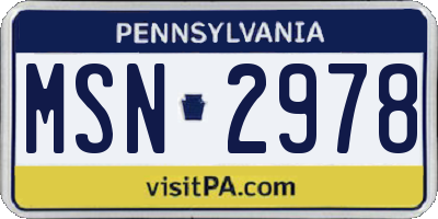 PA license plate MSN2978