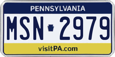PA license plate MSN2979
