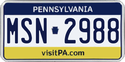 PA license plate MSN2988