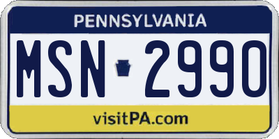 PA license plate MSN2990