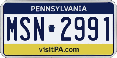 PA license plate MSN2991