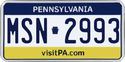 PA license plate MSN2993