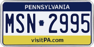 PA license plate MSN2995