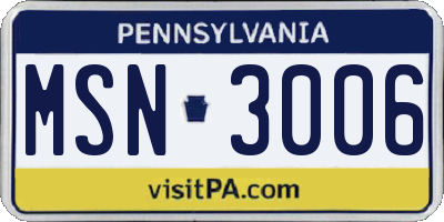 PA license plate MSN3006