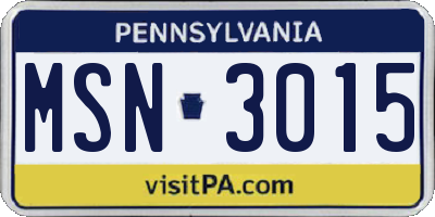 PA license plate MSN3015