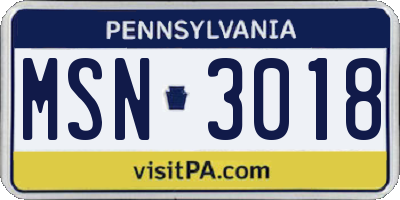 PA license plate MSN3018