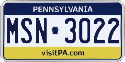 PA license plate MSN3022