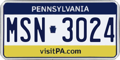 PA license plate MSN3024