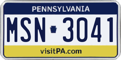 PA license plate MSN3041