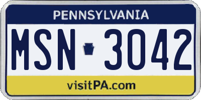 PA license plate MSN3042