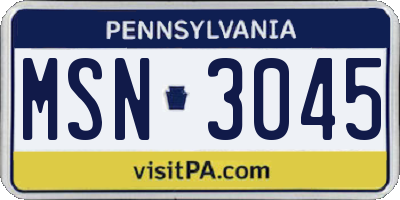 PA license plate MSN3045