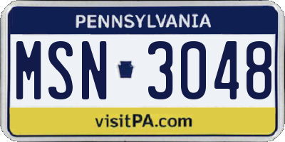 PA license plate MSN3048