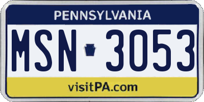 PA license plate MSN3053